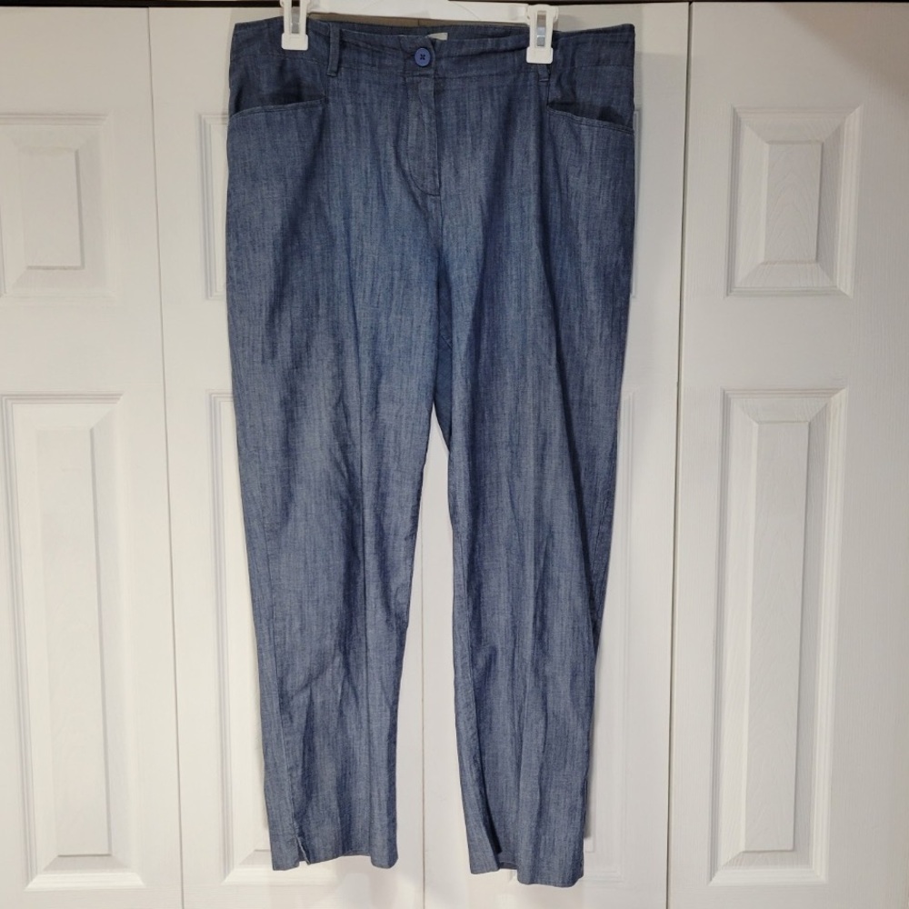 Talbots 100% Cotton Blue Chambray Relaxed
Chino Trousers size 12 women